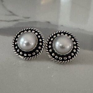 NWOT Sundance Blooming Wreath Earrings, Pearl, Sterling Silver